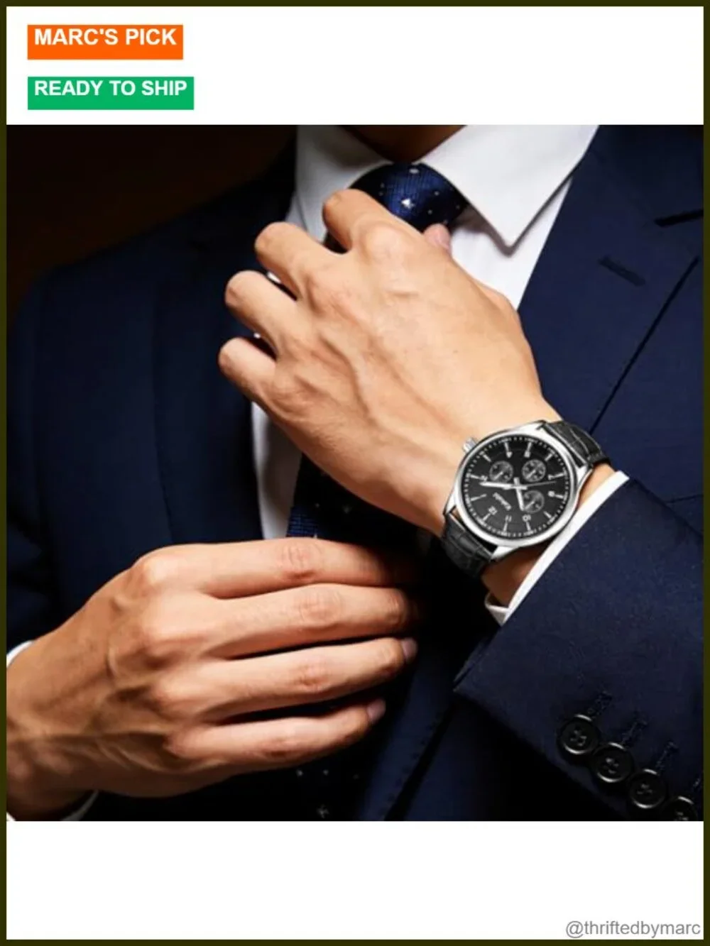 45mm Large Face Analog Quartz Wrist Watch with Croco-Pattern Leather Strap,